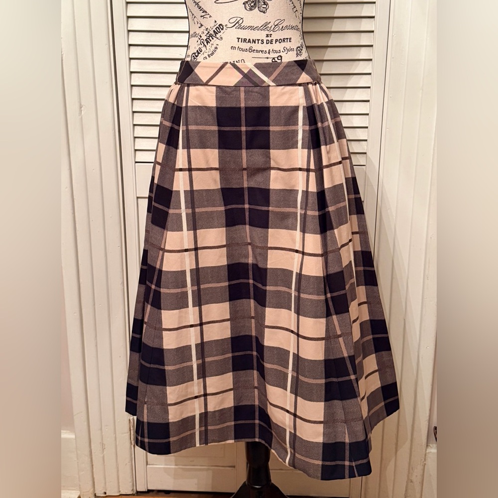 Kate Spade Checkered A-Line Skirt in Pink, Black and Cream